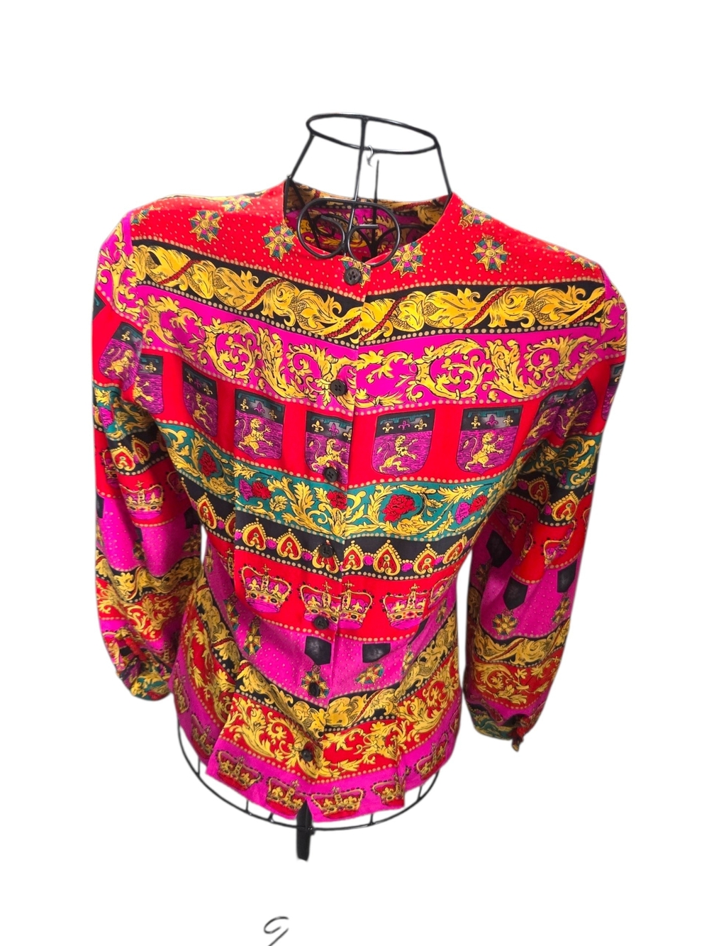 Vintage Dana Buchman 2 Petite Colorful Silk 80s Blouse